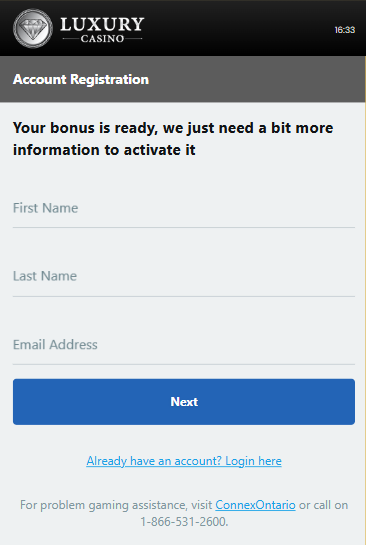 Luxury Casino Register
